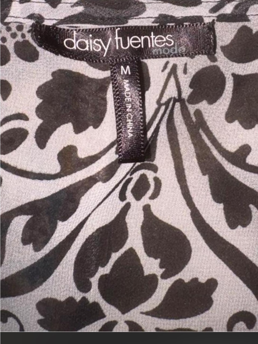 Y2K 2000s Daisy Fuentes Black and Grey Paisley Whimsygoth Sheer Babydoll Top - Picture 3 of 6